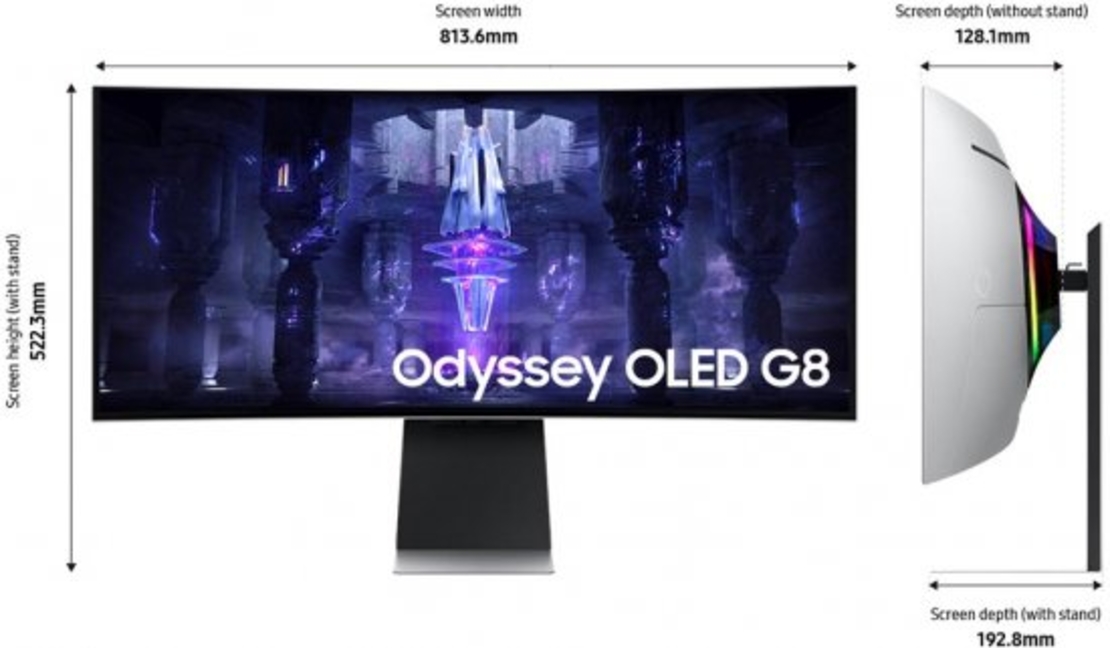 מסך מחשב גיימינג קעור Samsung S34BG850SM Odyssey G8 Quantum Dot OLED (SMART) 34'' FreeSync