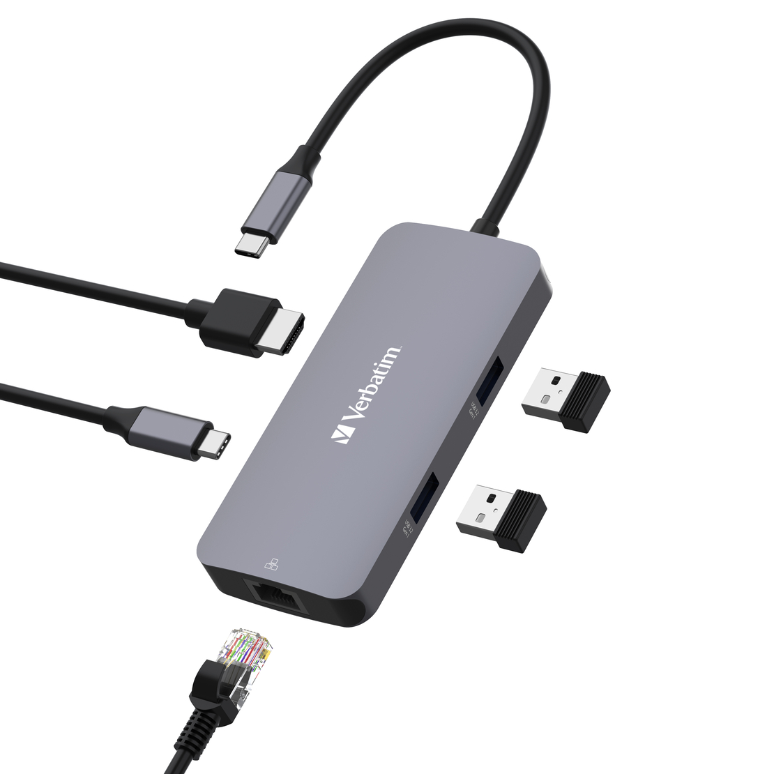 VERBATIM USB-C™PRO MULTIPORT HUB RJ45 | 2 x USB-A | USB-C® PD