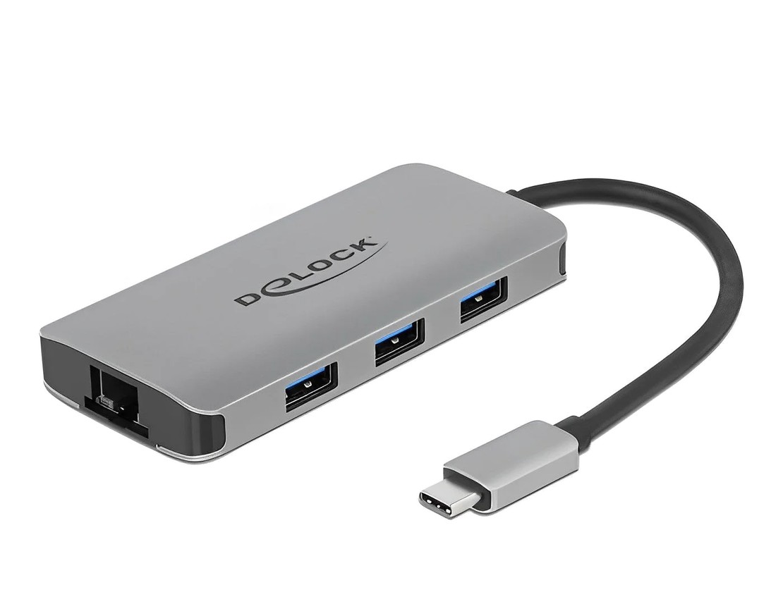 מפצל USB HUB משרדי USB-C 3.2 Gen 1 PD עם 3 כניסות USB-A + רשת Delock Giga