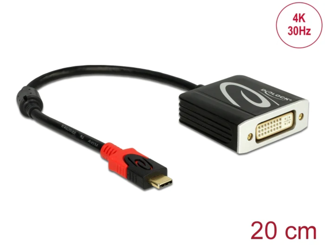 מתאם USB-C זכר לחיבור מסך DVI 4K 30 Hz