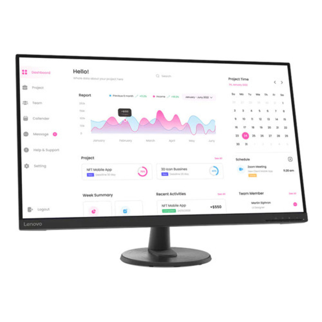 מסך מחשב ‏31.5 ‏אינטש Lenovo IP monitor D32-40 66FCGAC2IS Full HD לנובו