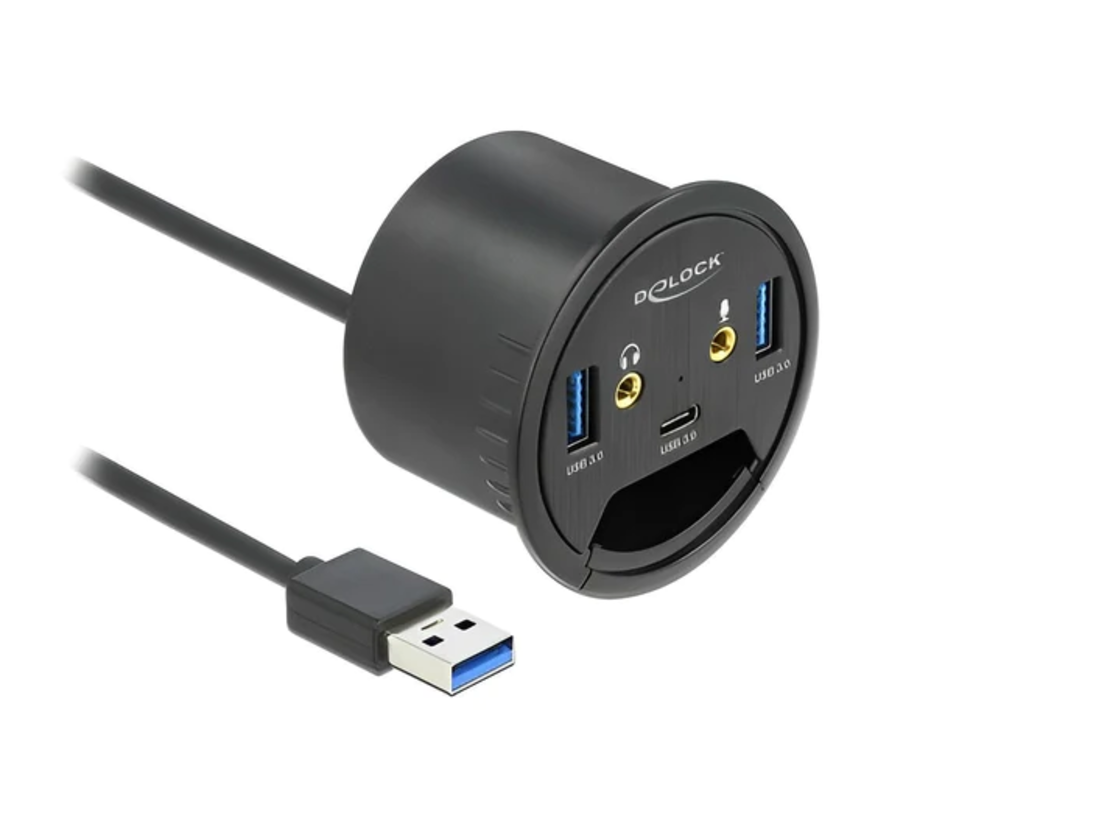 מפצל USB HUB שולחני USB 3.2 עם 3 כניסות USB-A/C + אודיו Delock