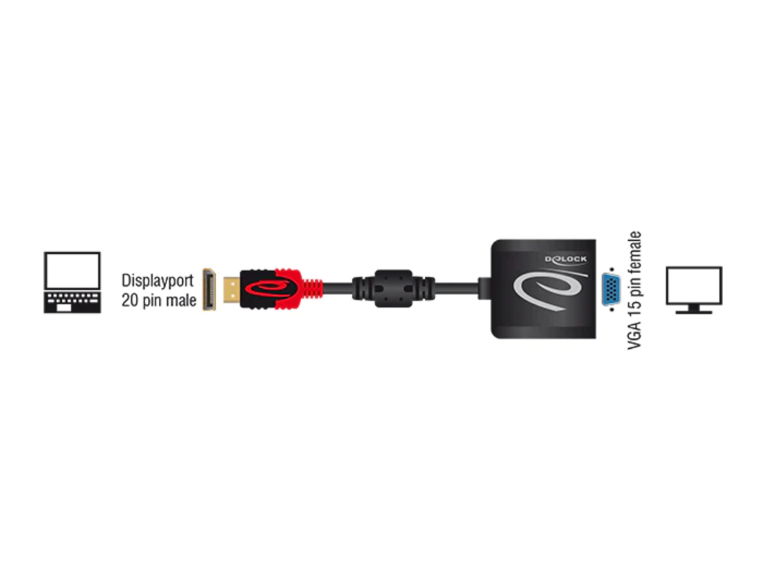 מתאם DisplayPort 1.2 זכר לחיבור מסך VGA