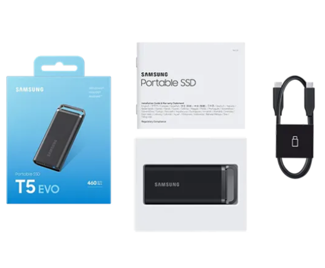 כונן SSD חיצוני נייד Samsung Portable SSD T5 EVO USB 3.2 8TB דגם MU-PH8T0S/WW בצבע שחור