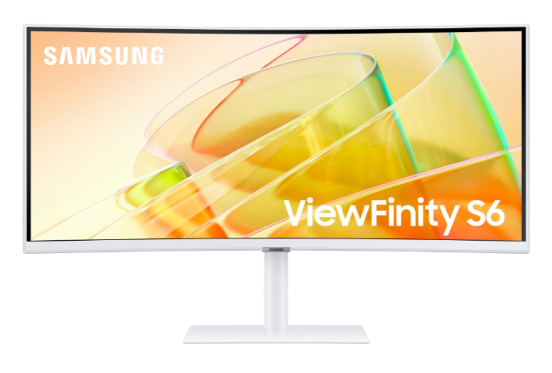 מסך מחשב ‏34 ‏אינטש Samsung ViewFinity S6 S34C650TAM Thunderbolt 4 & Lan,KVM צבע לבן סמסונג