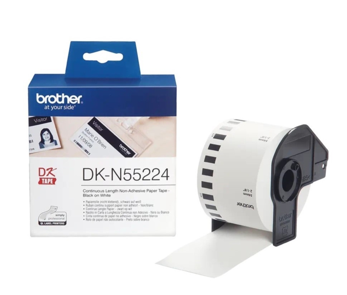 גליל Brother DK-N55224 נייר רציף שחור על לבן 54 מ