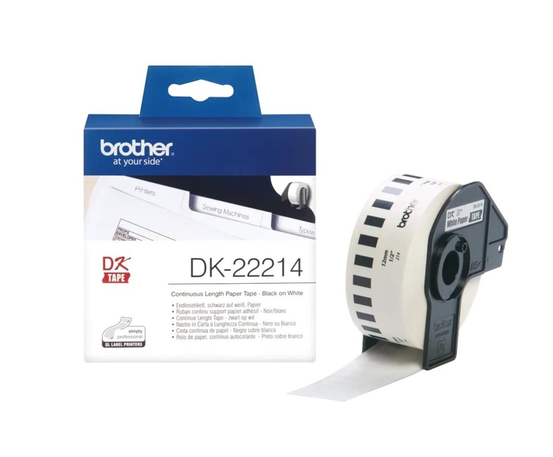 גליל Brother DK-22214 נייר רציף שחור על לבן 12 מ