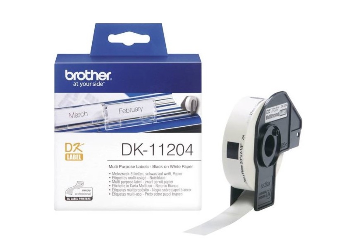 גליל Brother DK-11204 שחור על לבן 17x54 מ