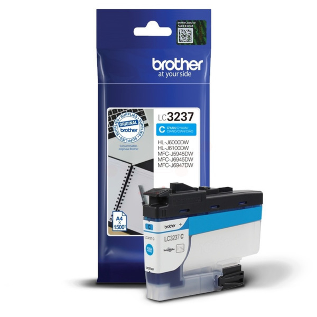 ‏ראש דיו ציאן/כחול Brother LC3237C מקורי