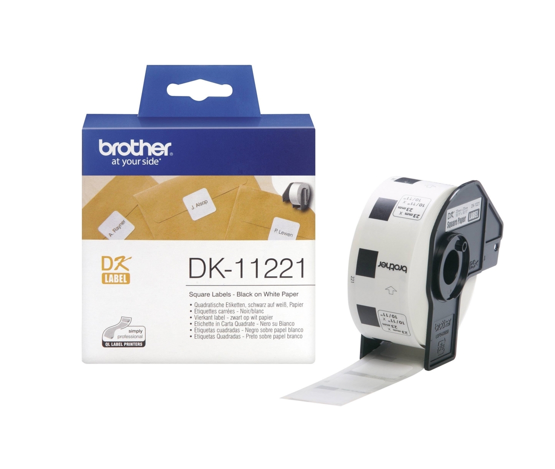 גליל Brother DK-11221 שחור על לבן 23x23 מ