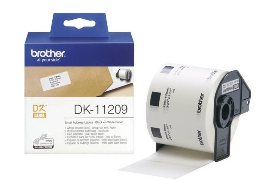 גליל Brother DK-11209 שחור על לבן 29x62 מ