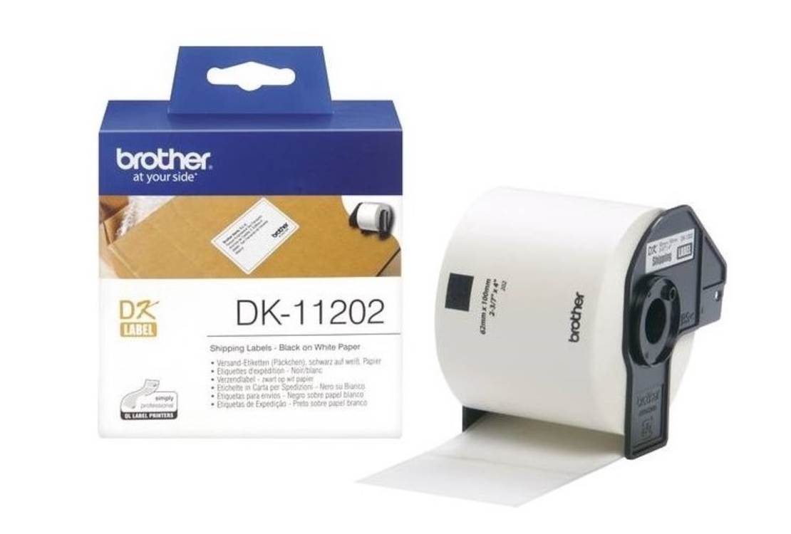 גליל Brother DK-11202 שחור על לבן 62x100 מ