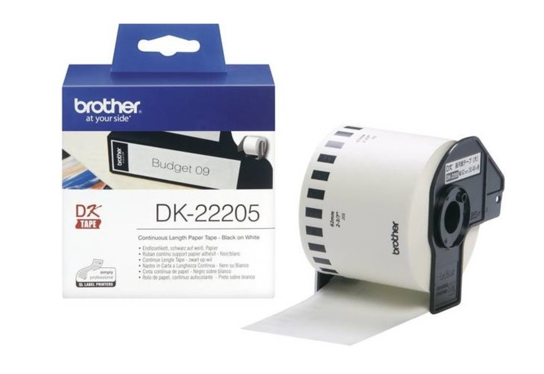 גליל Brother DK-22205 נייר רציף שחור על לבן 62 מ