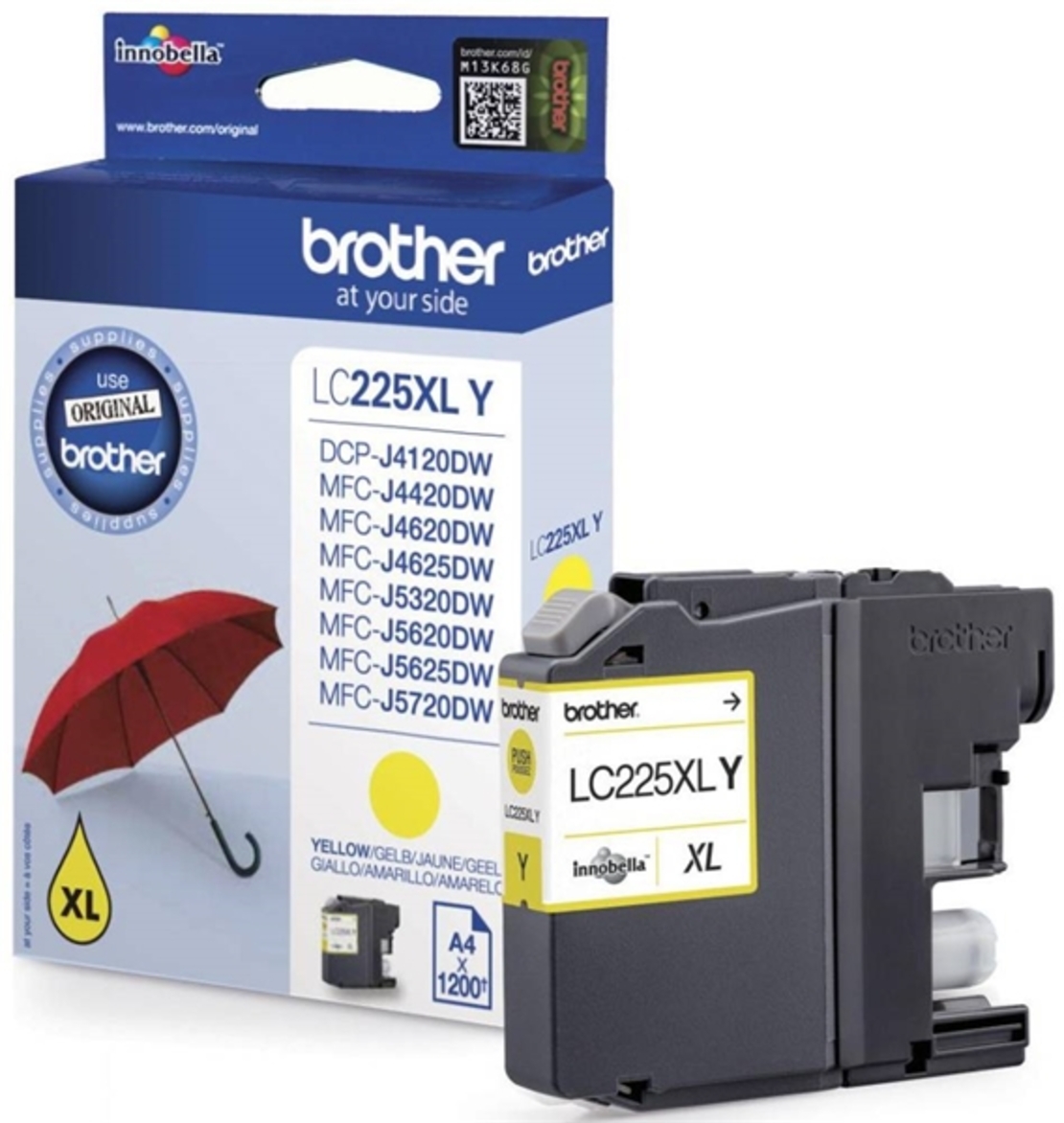 ‏ראש דיו ‏צהוב Brother LC225XLY מקורי