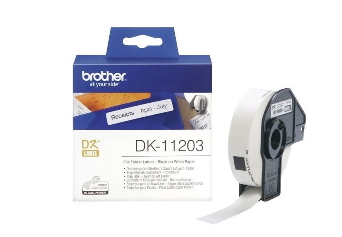 גליל Brother DK-11203 שחור על לבן 17x87 מ