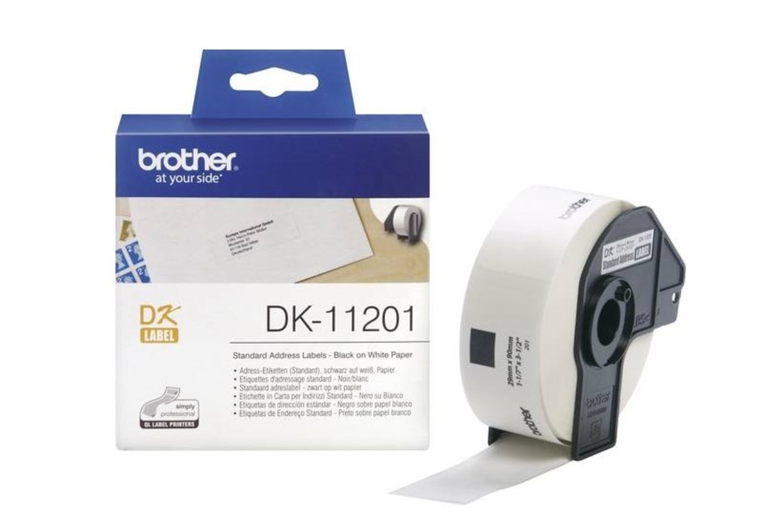 גליל Brother DK-11201 שחור על לבן 29x90 מ