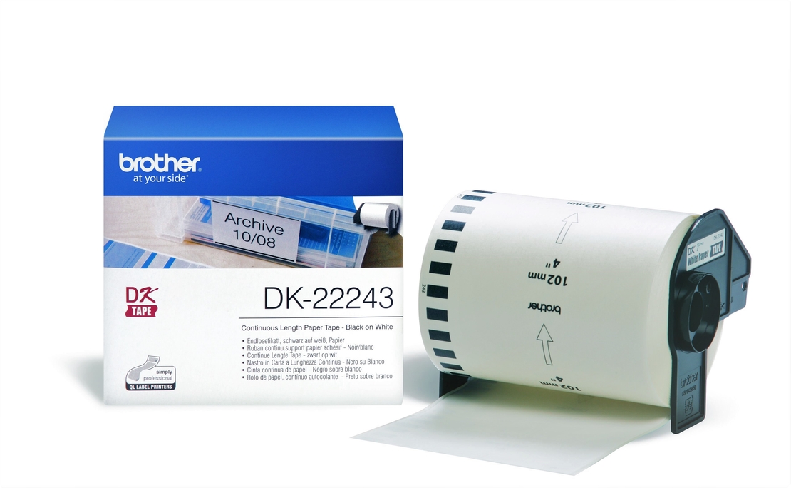 גליל Brother DK-22243 נייר רציף שחור על לבן 102 מ