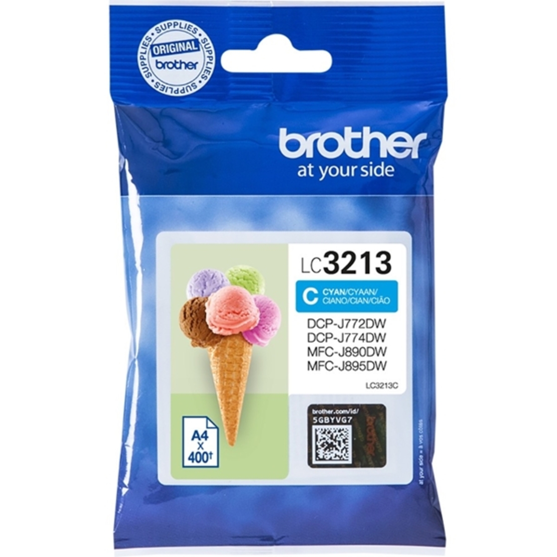 ‏ראש דיו ציאן/כחול Brother LC3213C מקורי