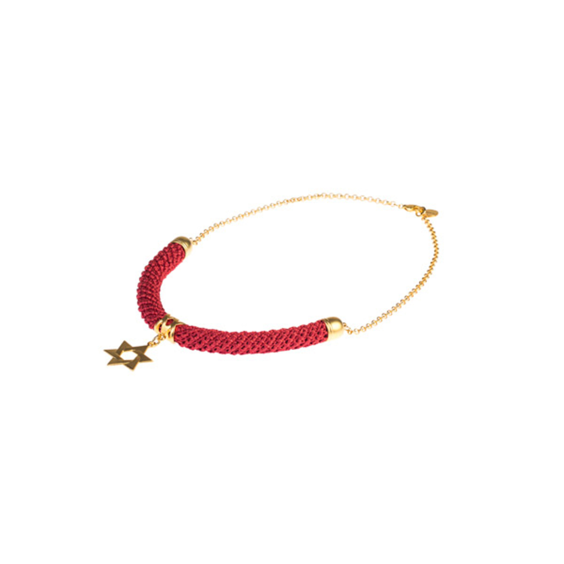 שרשרת מגן דוד לאישה בצבע אדום תליון זהב| דגם ירושלים