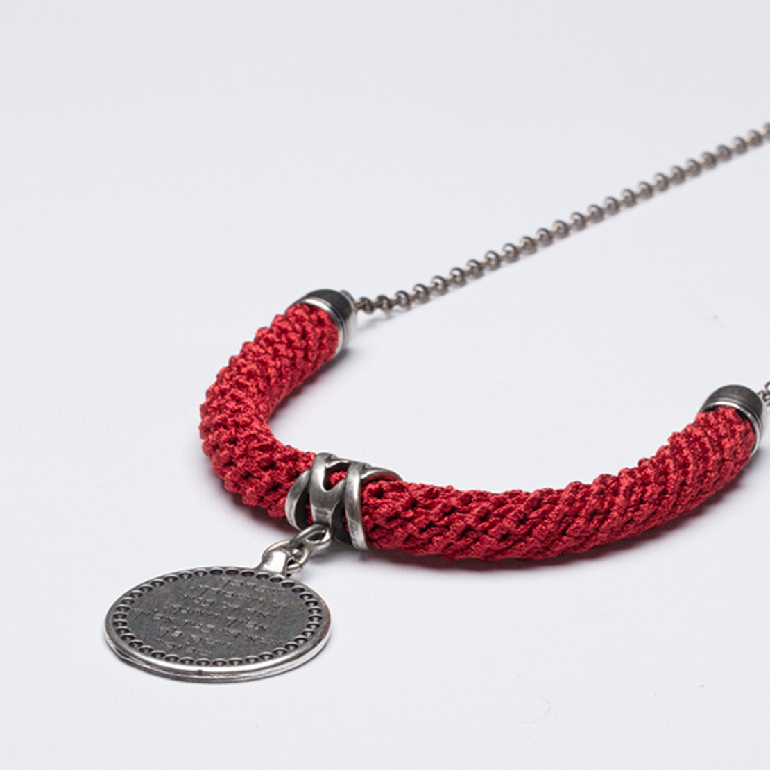 Priestly Blessing Statement Necklace in Red and Silver | Bracha