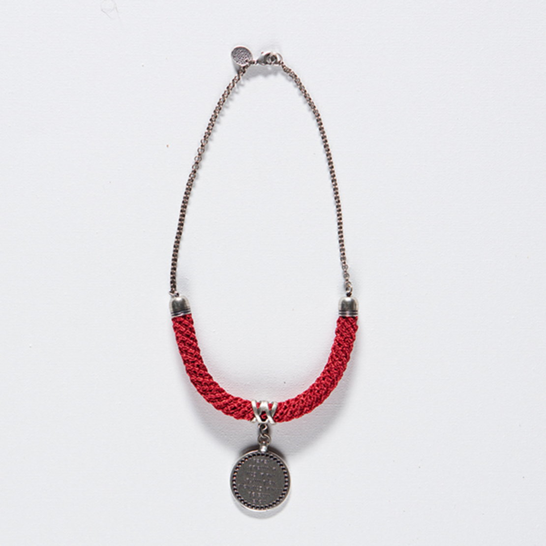 Priestly Blessing Statement Necklace in Red and Silver | Bracha