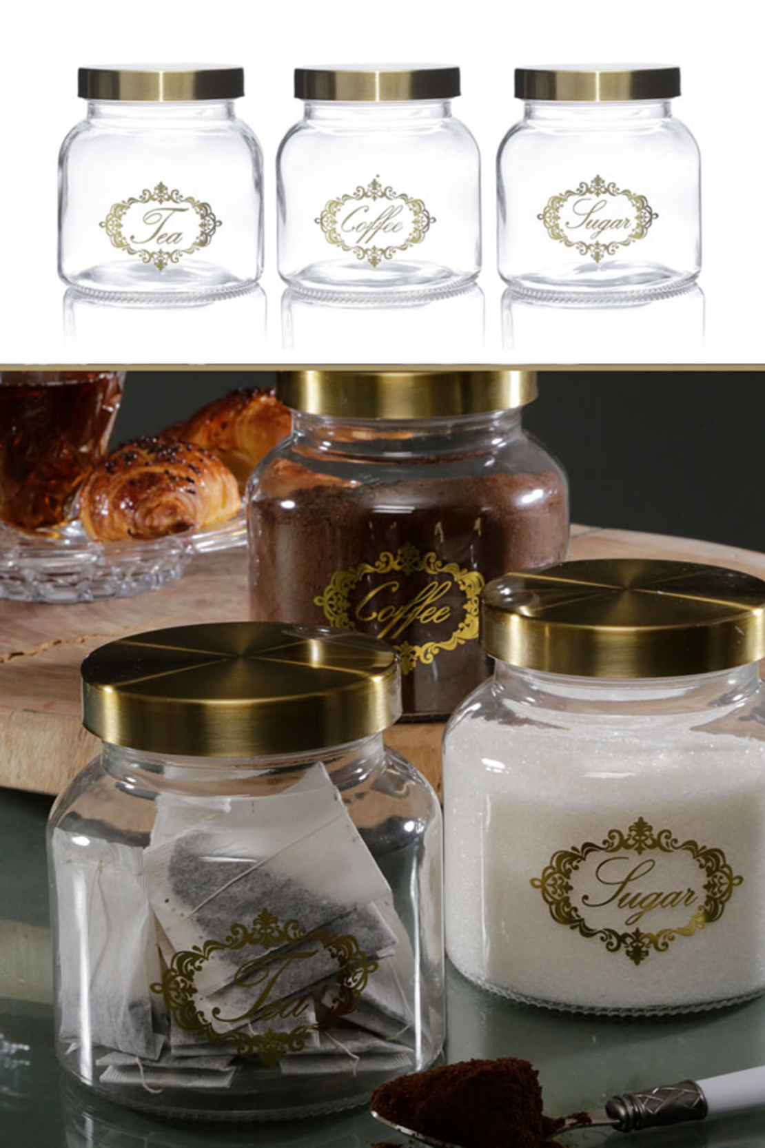 סט קפה תה סוכר זכוכית