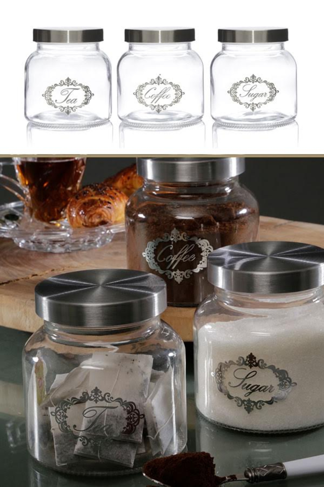 סט קפה תה סוכר זכוכית