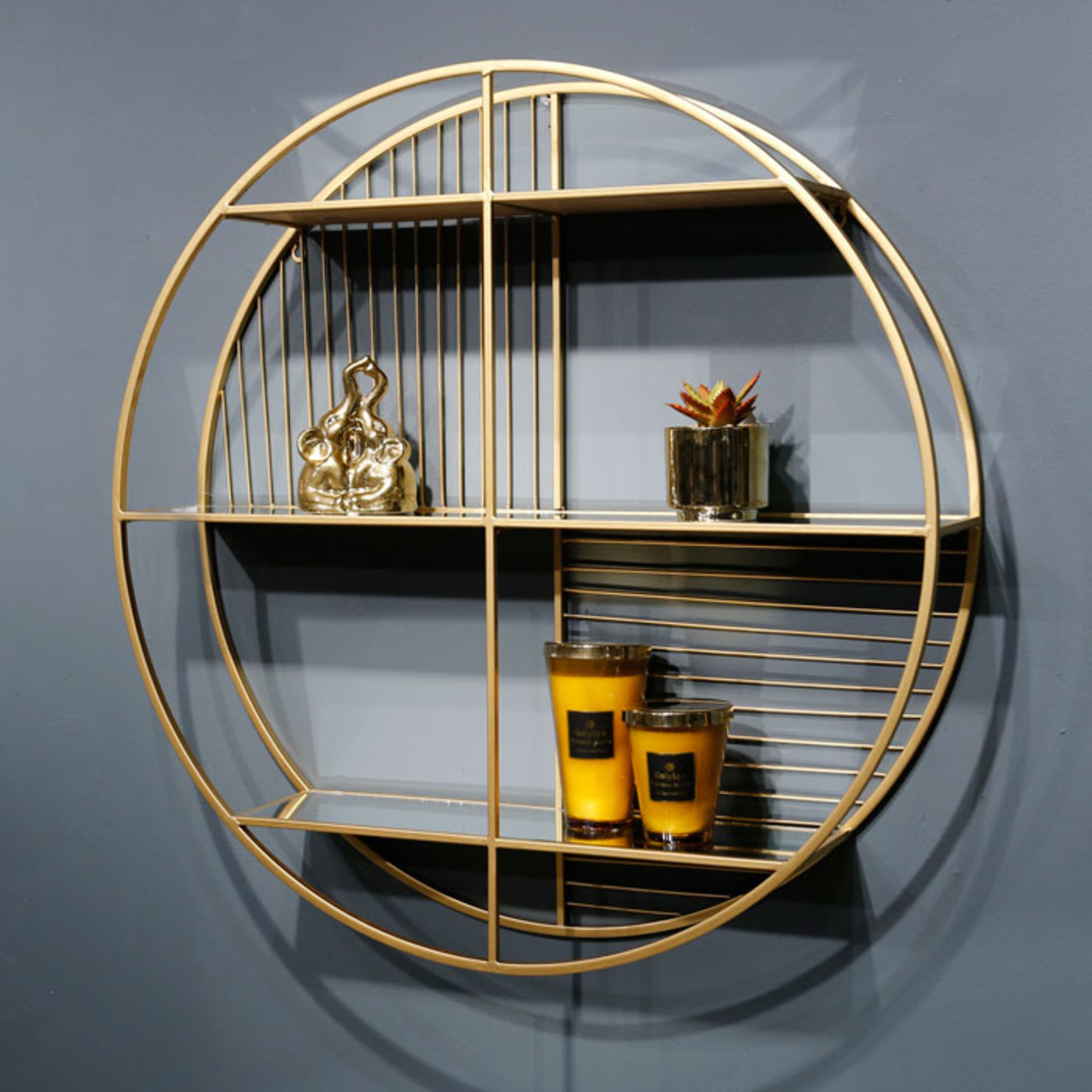 נישת מתכת עגולה מדפי מראה גדול