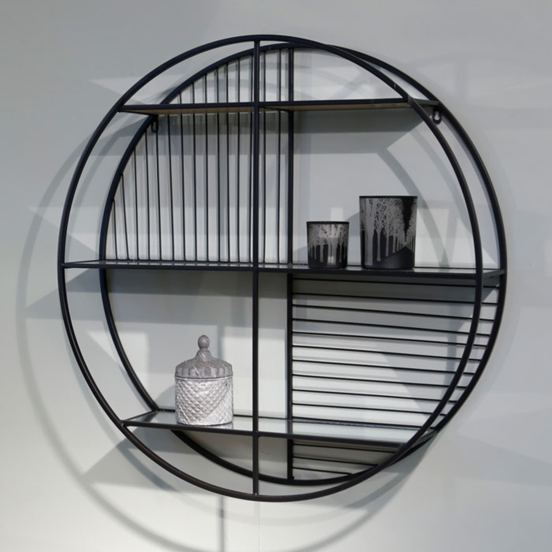 נישת מתכת עגולה מדפי מראה גדול