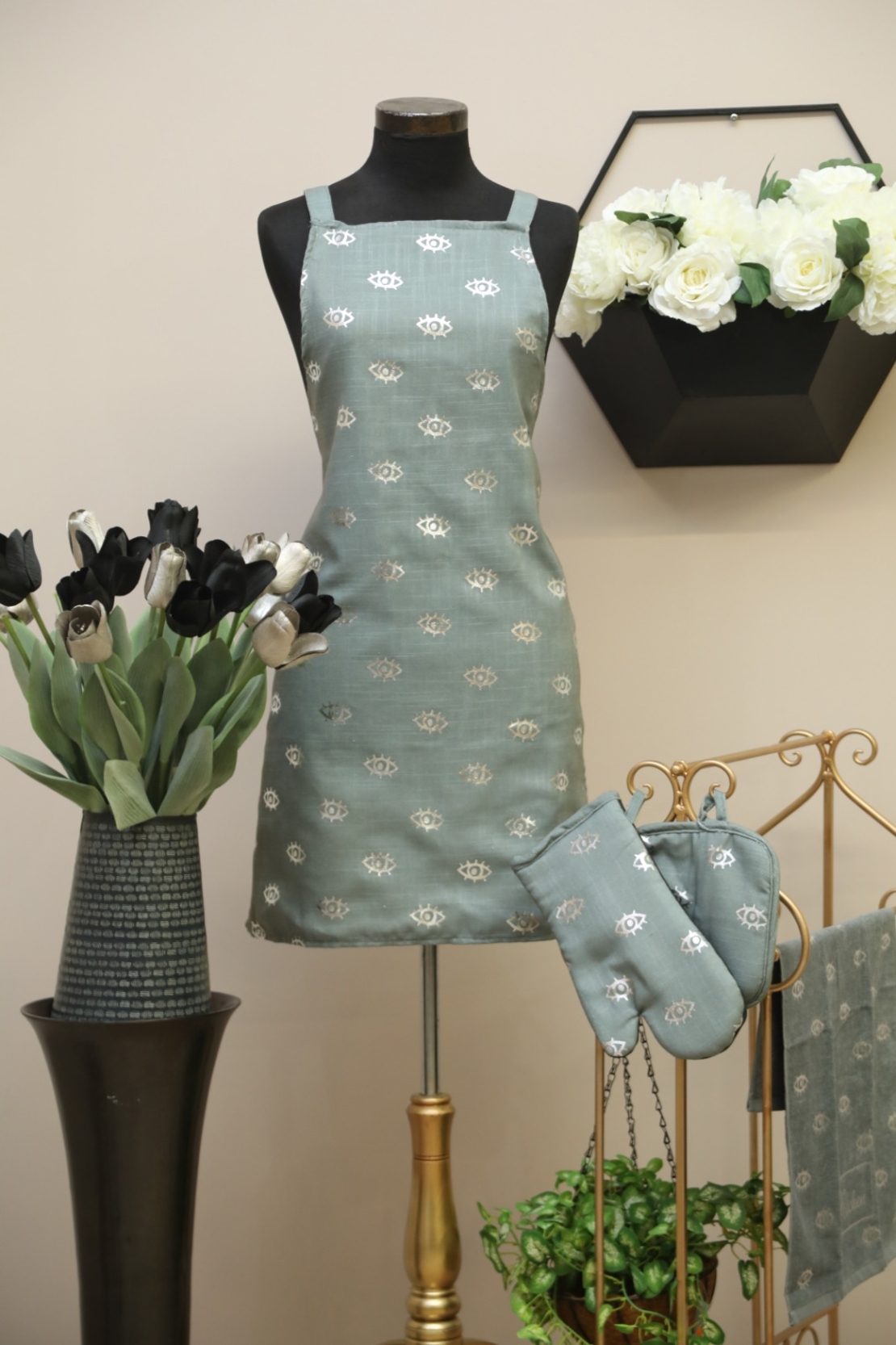 סט סינר כפפה ותחתית לסיר דסטיני