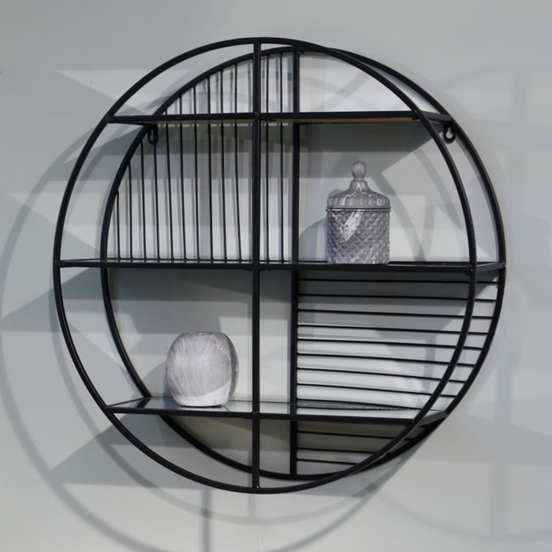 נישת מתכת עגולה מדפי מראה