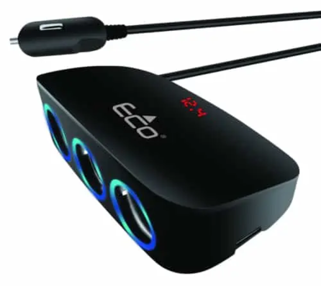 מפצל שקע חכם לטעינת טלפון ברכב Eco 130
