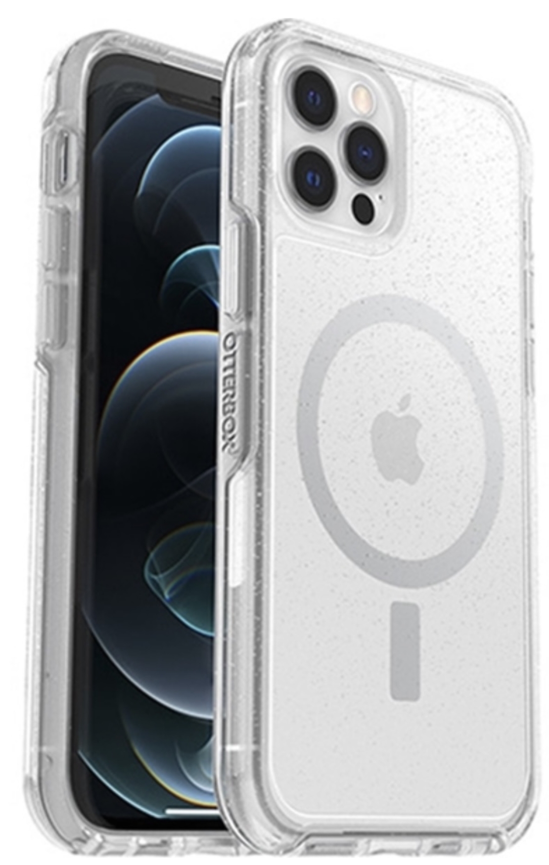 כיסוי OTTERBOX לIPHONE PRO 12דגם SYMMETRY STARDUST MAGSAFE צבע שקוף מנצנץ