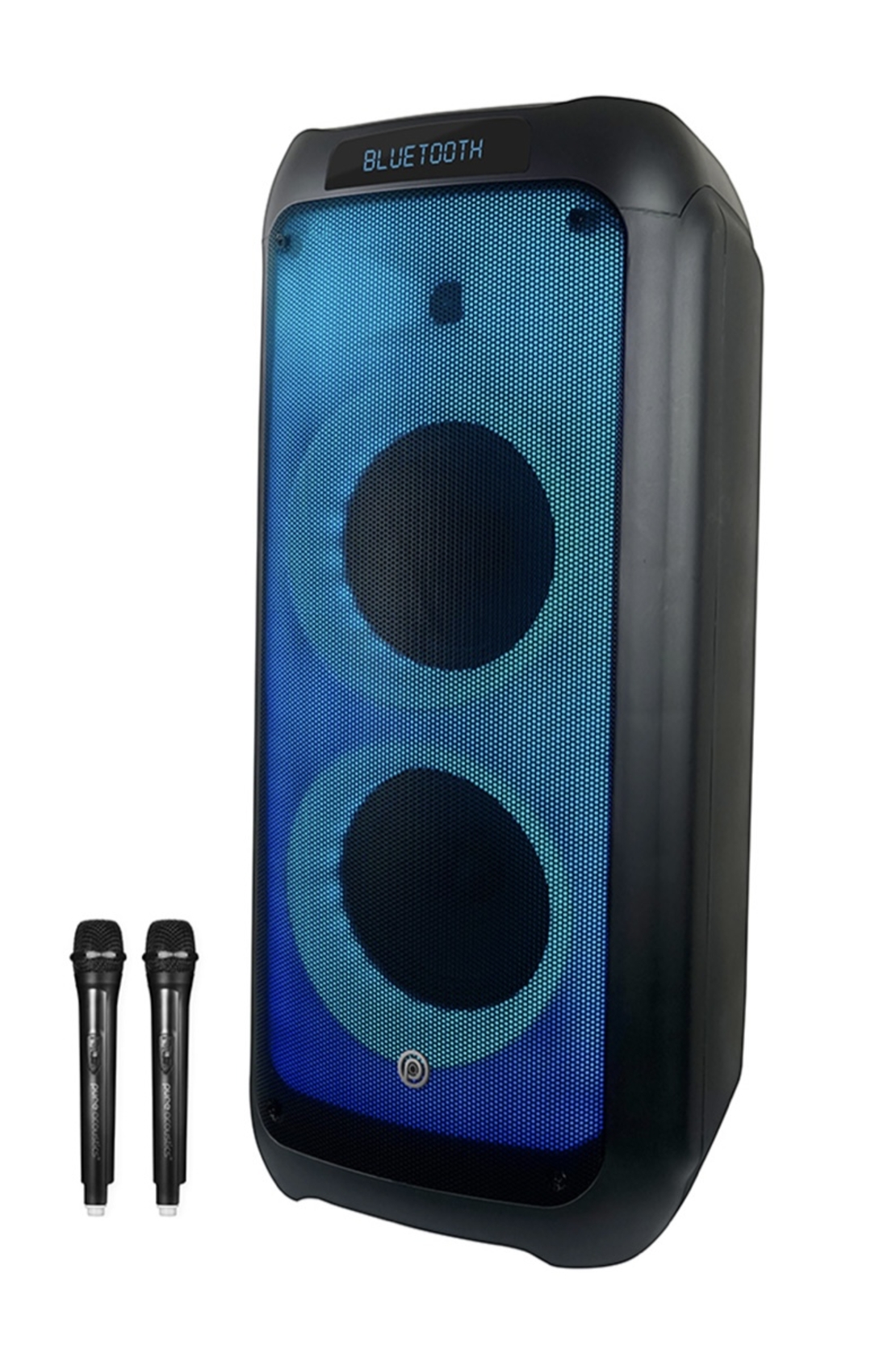 בידורית Pure Acoustics עם 2 מיקרופונים אלחוטיים הספק 1100W עם תאורת דיסקו דגם PACHA