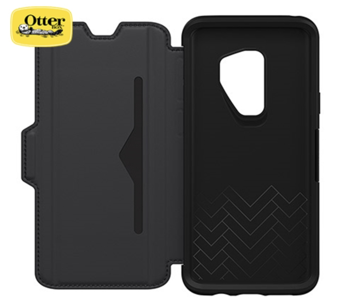 כיסוי ספר עורotterbox STRADA שחור ל GALAXY S9 PLUS