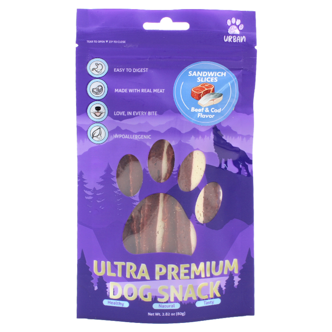 אורבן חטיף 80 גרם סנדוויץ בקר ודג בקלה