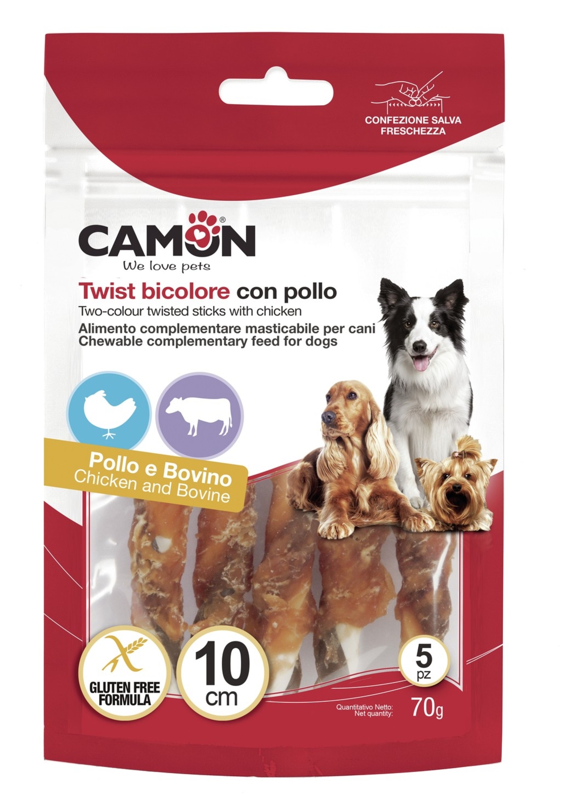 עצם שני צבעים בקר עטופה עוף 5 יח'