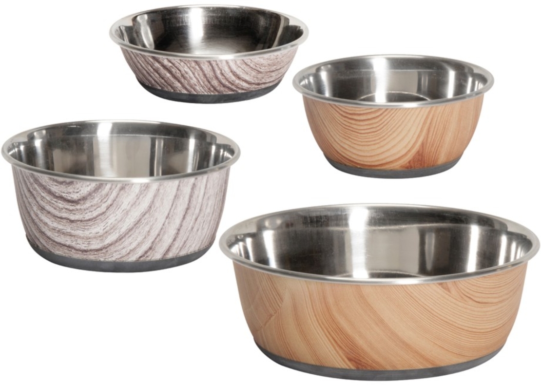 קערת נירוסטה - ציפוי דמוי עץ- מגוון מידות