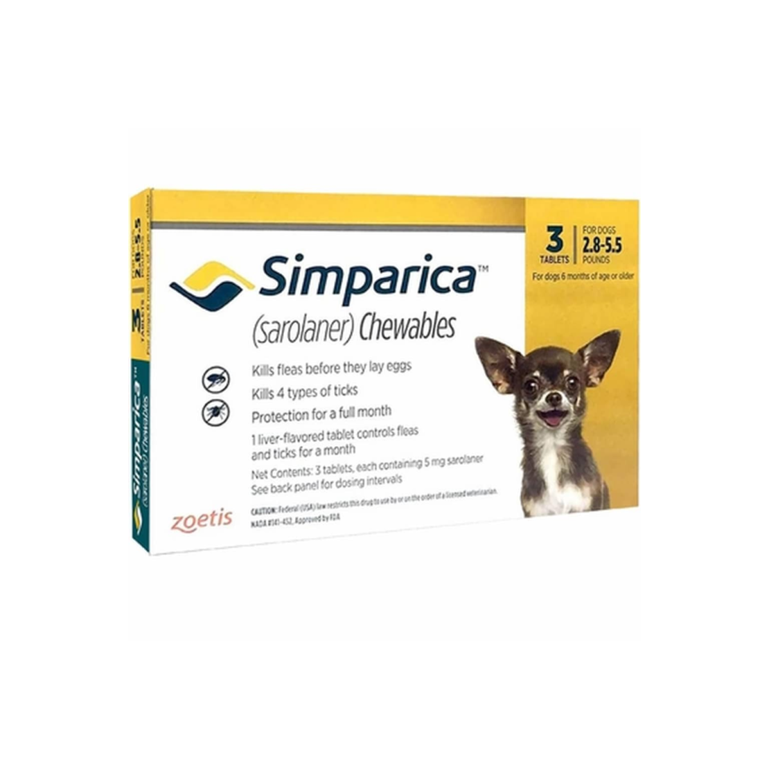 סימפריקה 5 מ”ג לכלבים במשקל 1.3-2.5 ק”ג