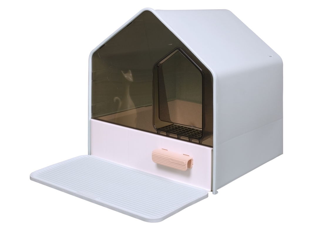 שירותים סגורים תכלת בצורת בית לחתול