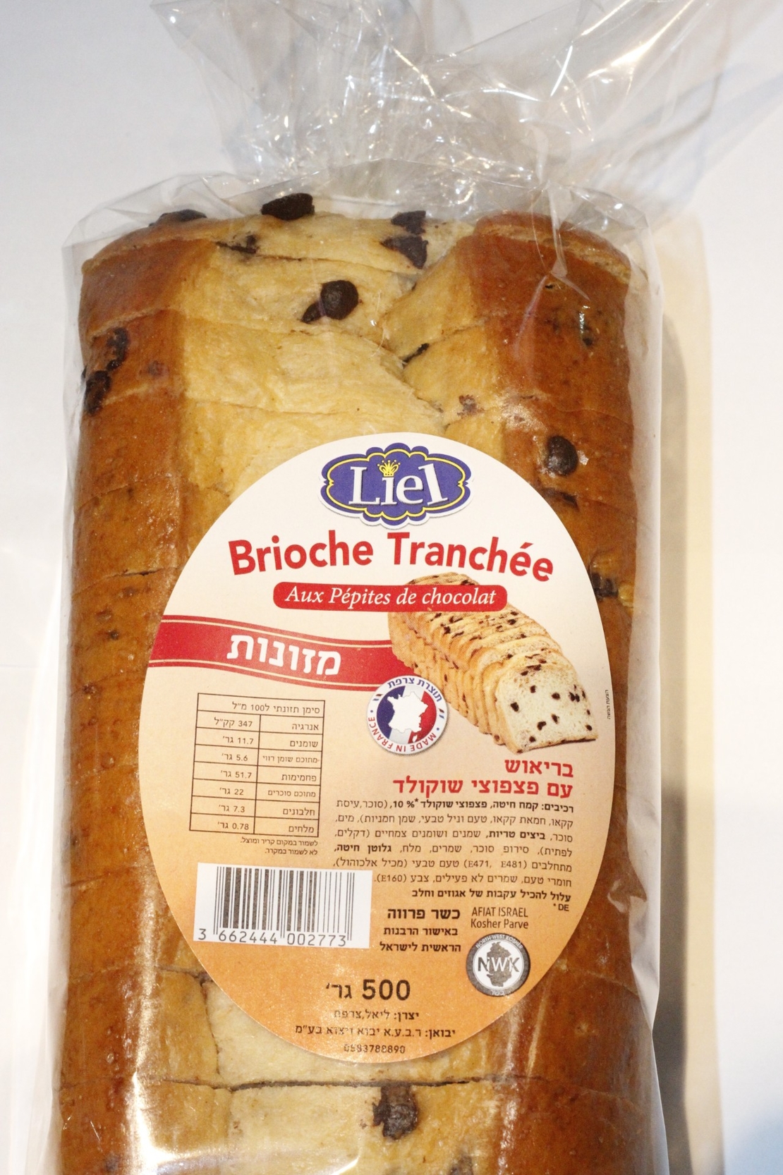 Liel - Brioche tranchee aux petite de chocolate
