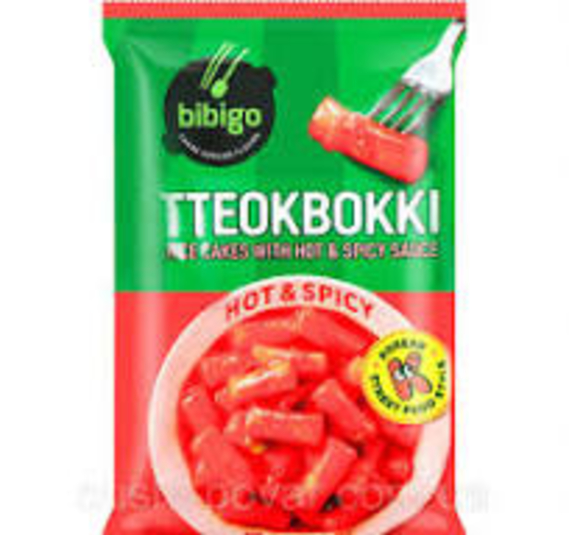 Bibigo Tteokbokki Rice Cakes with  Hot & Spicy sSauce  360grms