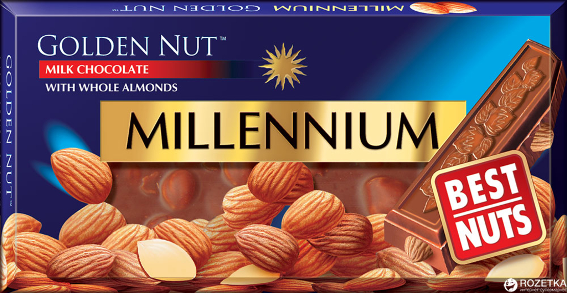 Millennium Milk Chocolate with Whole Almonds 100grms