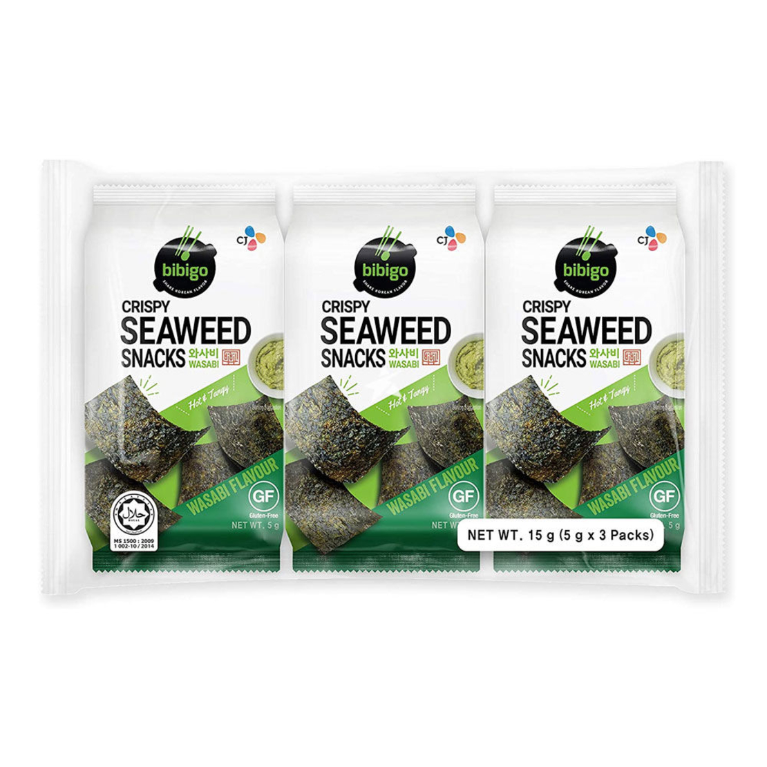 Bibigo Seaweed Snacks Wasabi Flavor 15grms x 3packs
