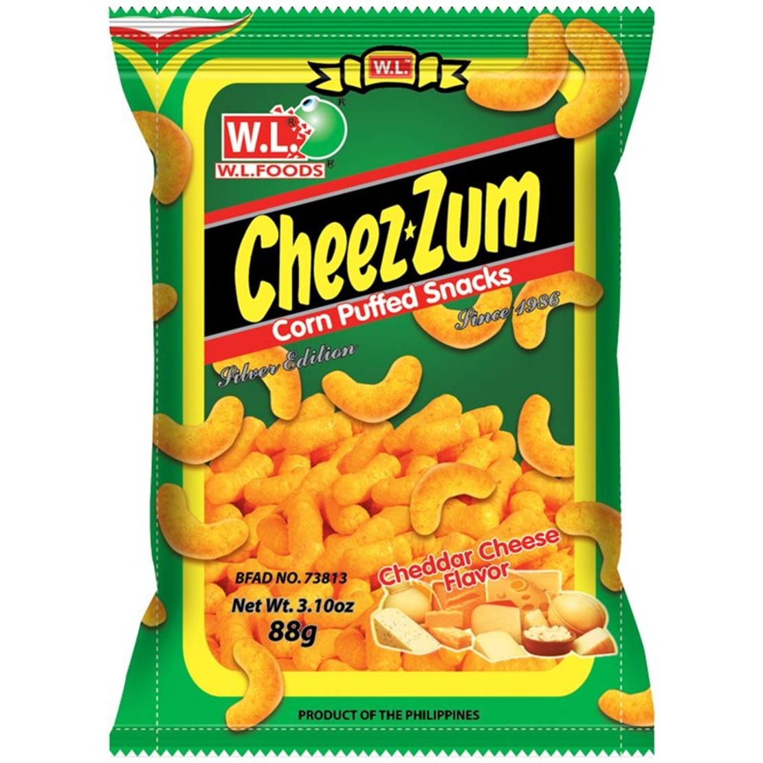 Cheez*Zum Corn Puffed Snacks - Cheddar Cheese Flavor 88g