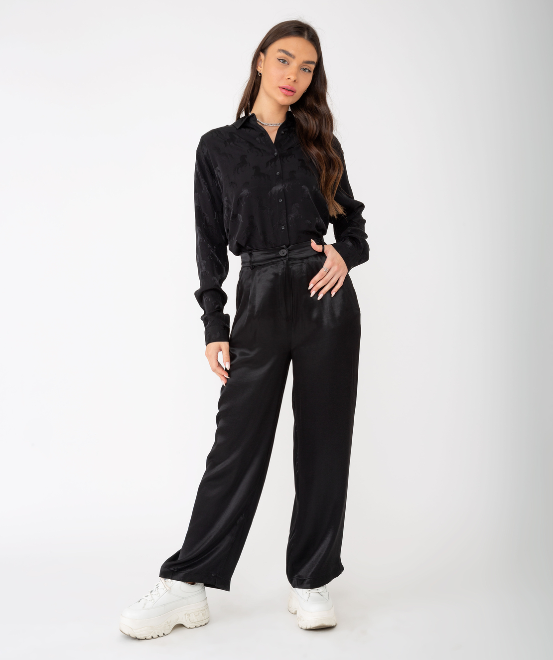 SATIN PANTS BLACK