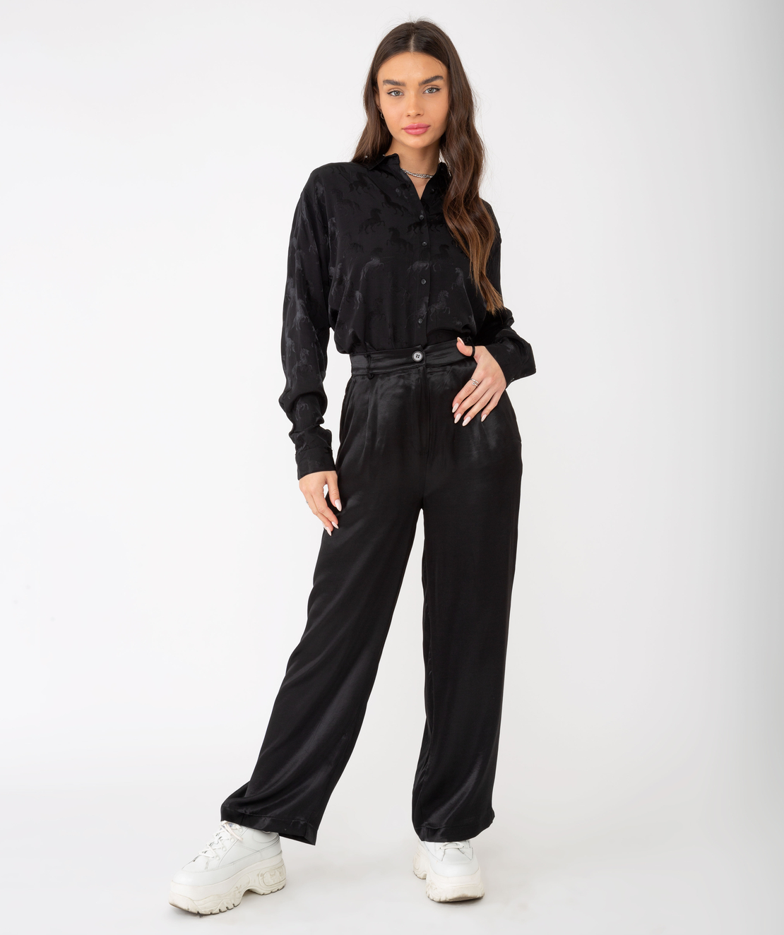 SATIN PANTS BLACK