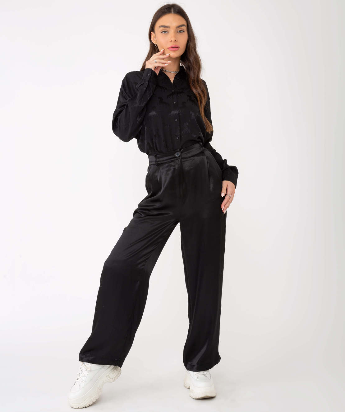 SATIN PANTS BLACK