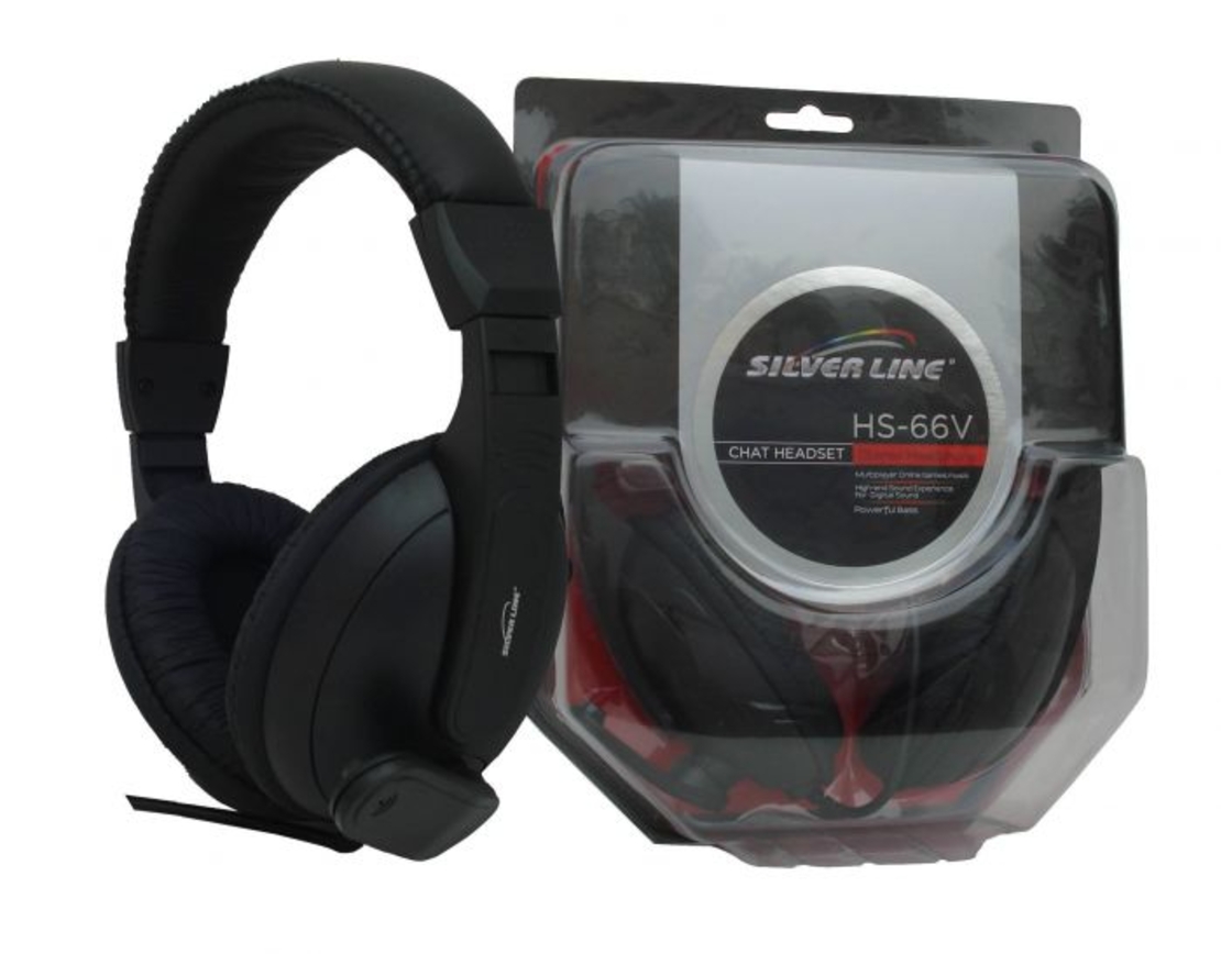 אוזניות + מיקרופון + ווליום לשליטת עוצמה Silver Line HS-66V SL