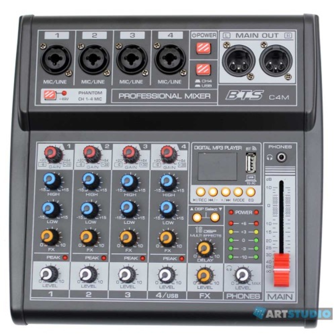 מיקסר 4 ערוצים XLR BTS